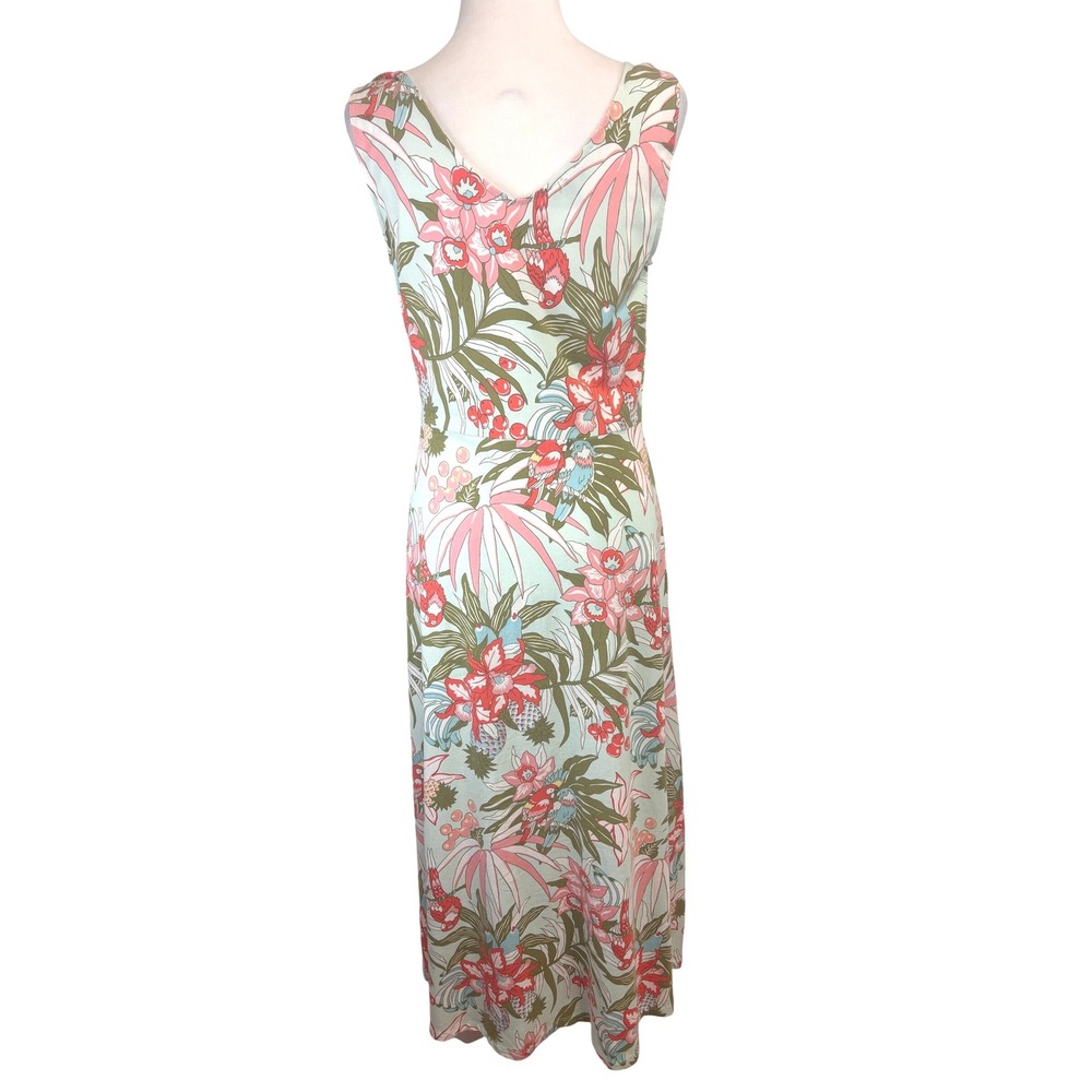 Floral Maxi Dress Womens MP Mint Green Tropical Novelty Print Cruise Vacation - Picture 5 of 11